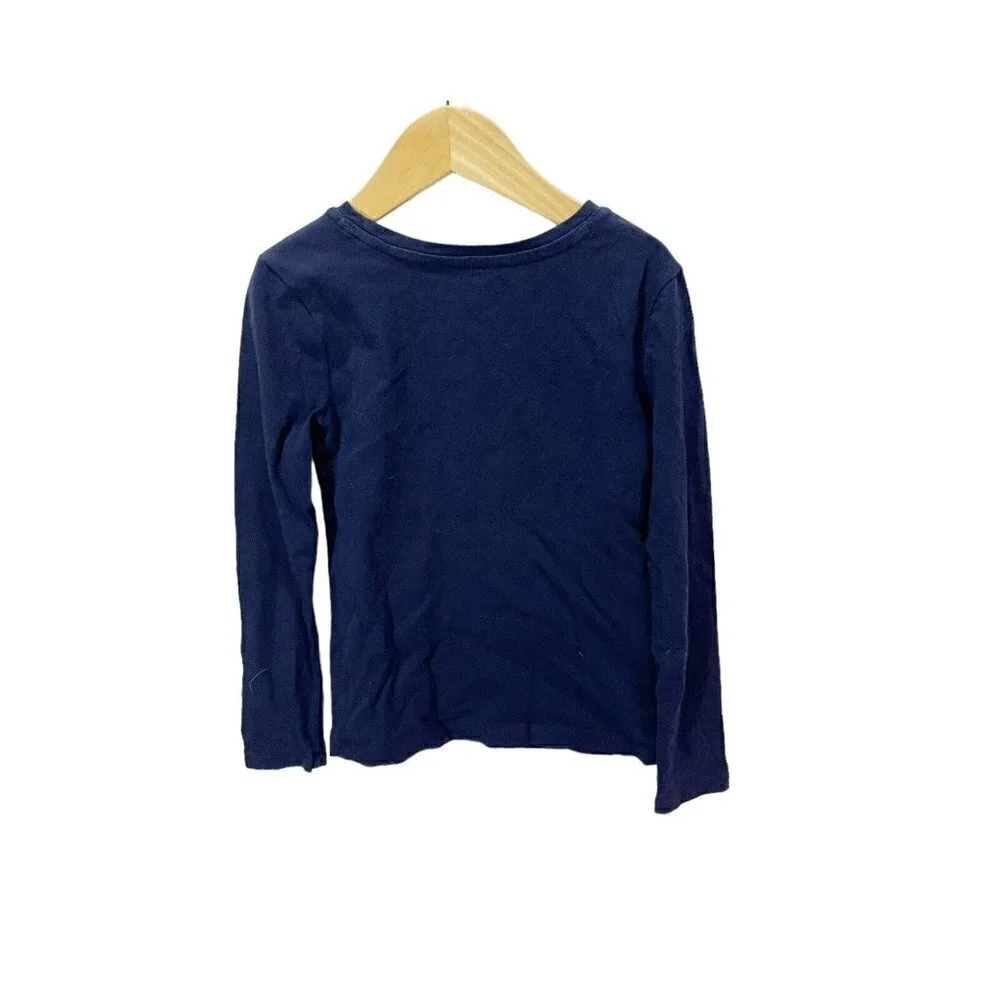 Gap‎ Girls Navy Blue 100% Cotton T-Shirt - Kids/Girl's Size 6/7 S Long Sleeve